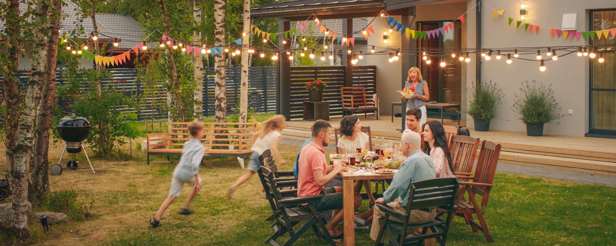 Backyard family gathering